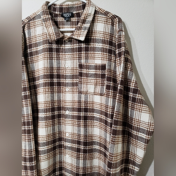 Boohoo Brown and Cream Checkered Shirt - Picture 3 of 6